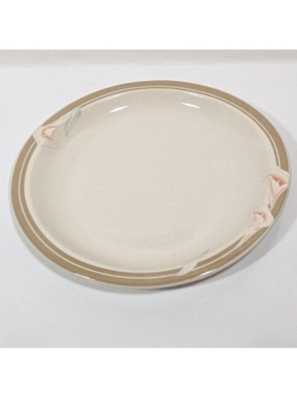 Syracuse China Calla Lily Oval Dinner Plate White Brown Floral Design Vintage